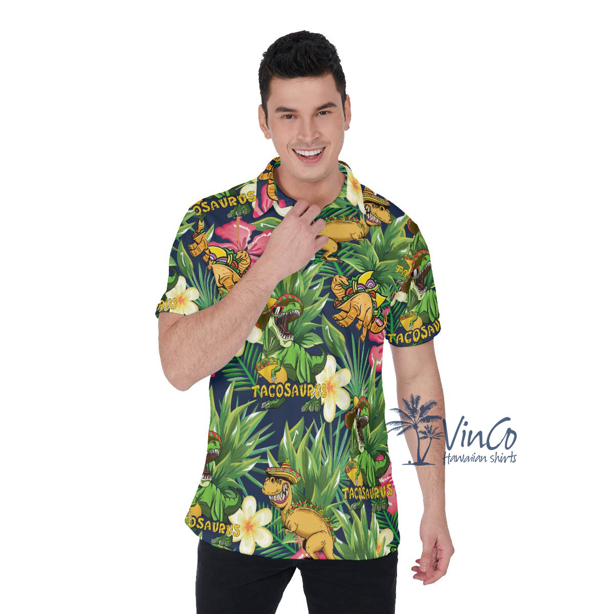 Tropical Tacosaurus Hawaiian Polo Shirt For Men - variant image 1