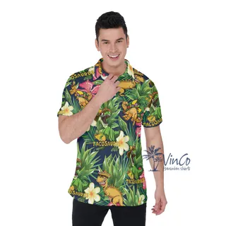 Tropical Tacosaurus Hawaiian Polo Shirt For Men