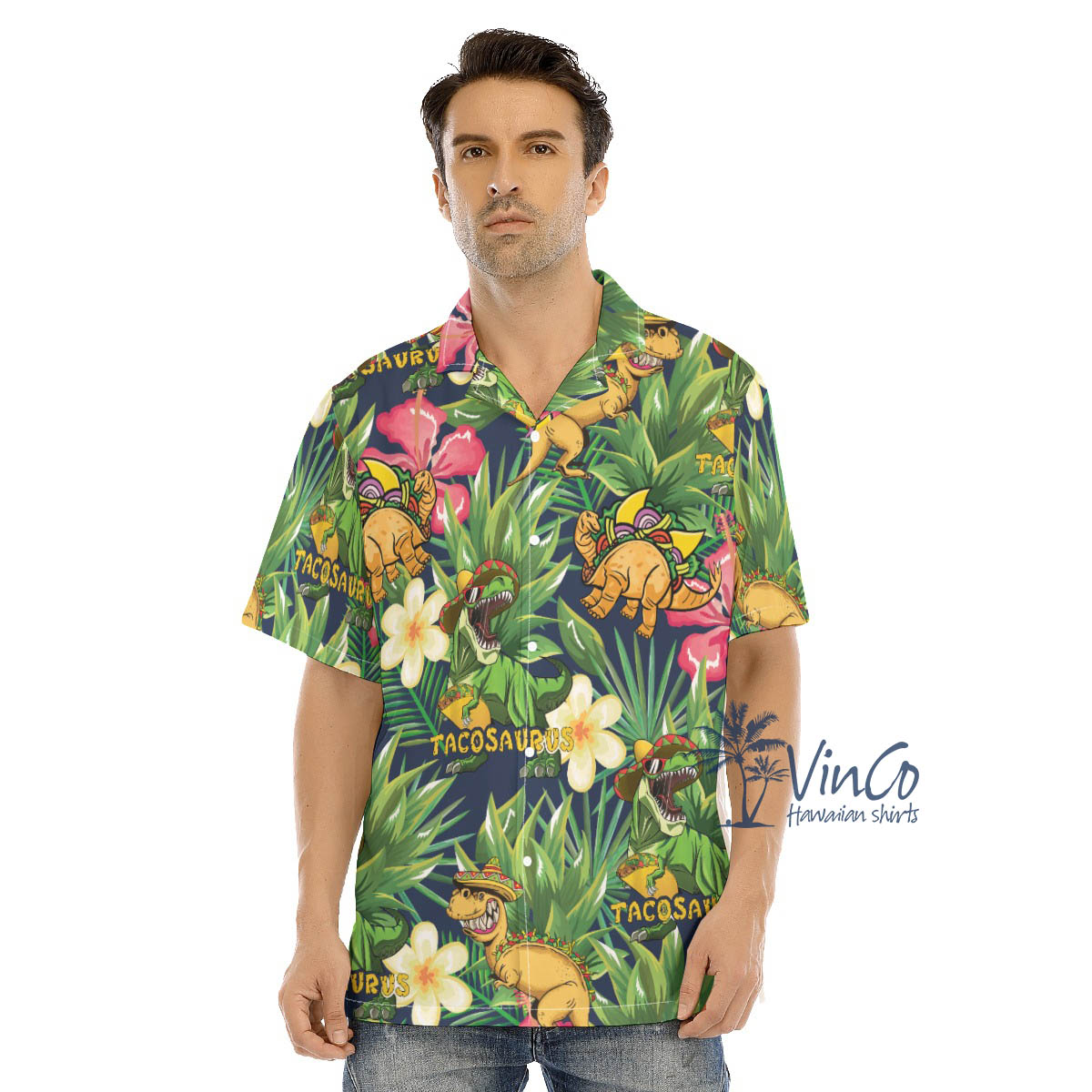 Funny Taco Dinosaur Tropical Hawaiian Shirt - variant image 1