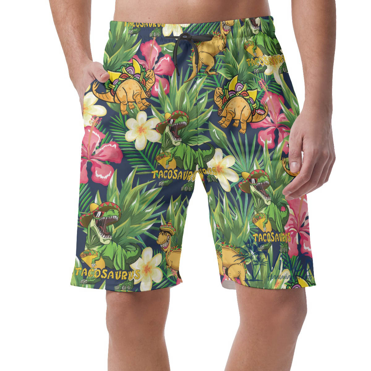 Funny Tacosaurus Tropical Hawaiian Beach Shorts For Men - variant image 1