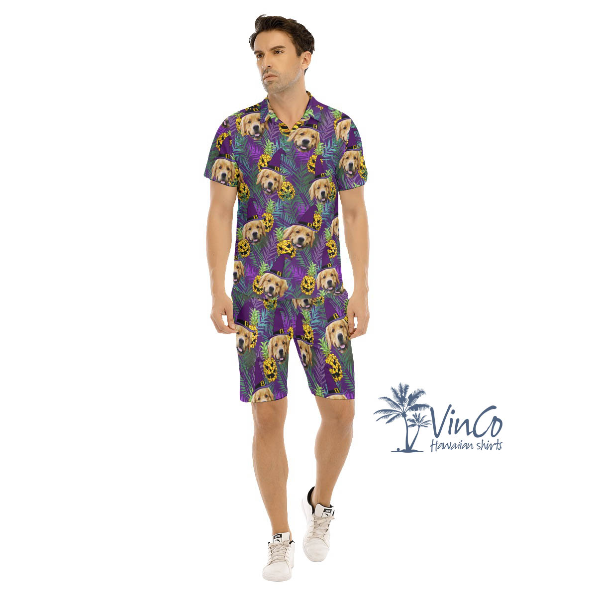 Custom Face Dog Halloween Aloha Shirt Set For Men - variant image 1