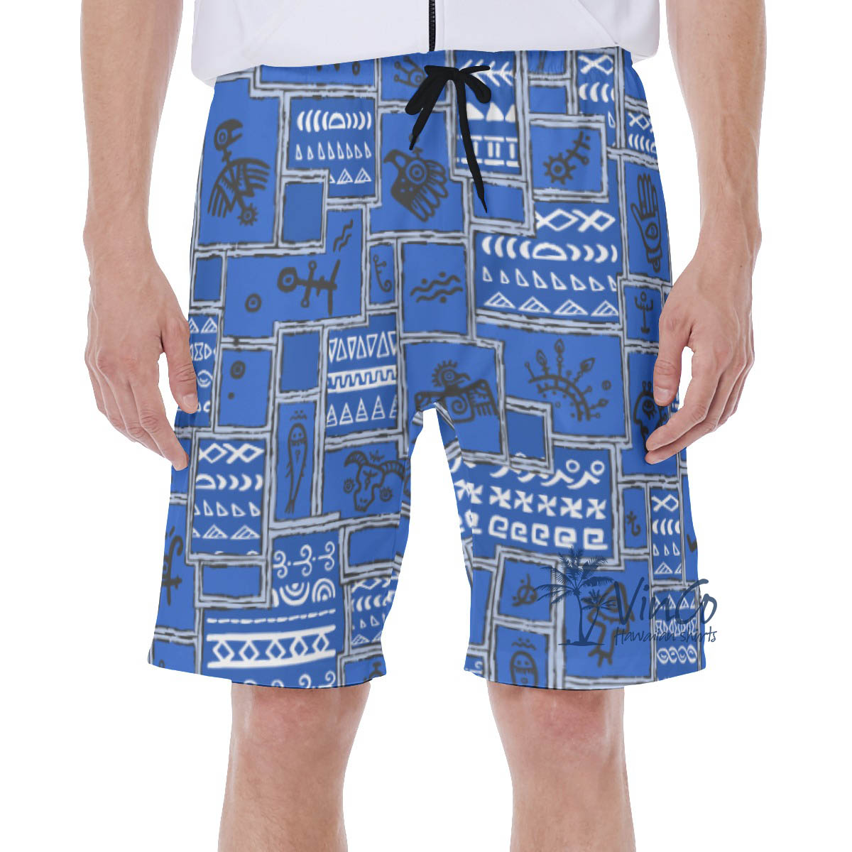 Ethnic Style Vintage Navy Hawaiian Swim Trunks For Men - variant image 1