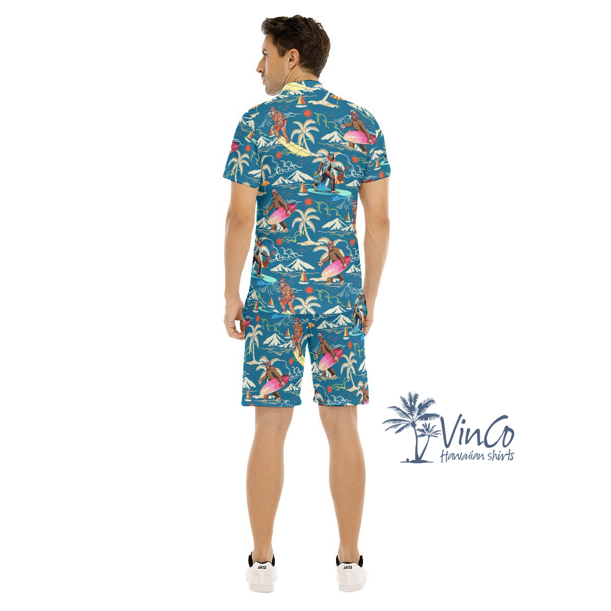 Surfboard Bigfoot Hawaiian Shirt Set For Men