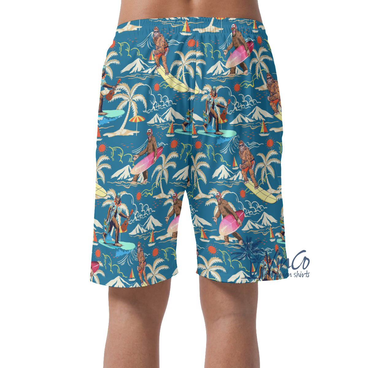 Cool Bigfoot Hawaiian Summer Shorts For Men