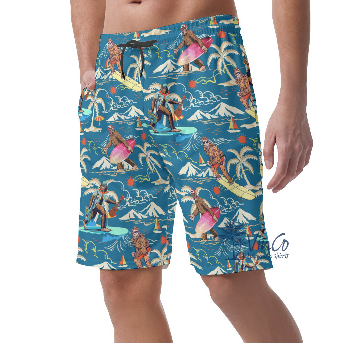 Cool Bigfoot Hawaiian Summer Shorts For Men