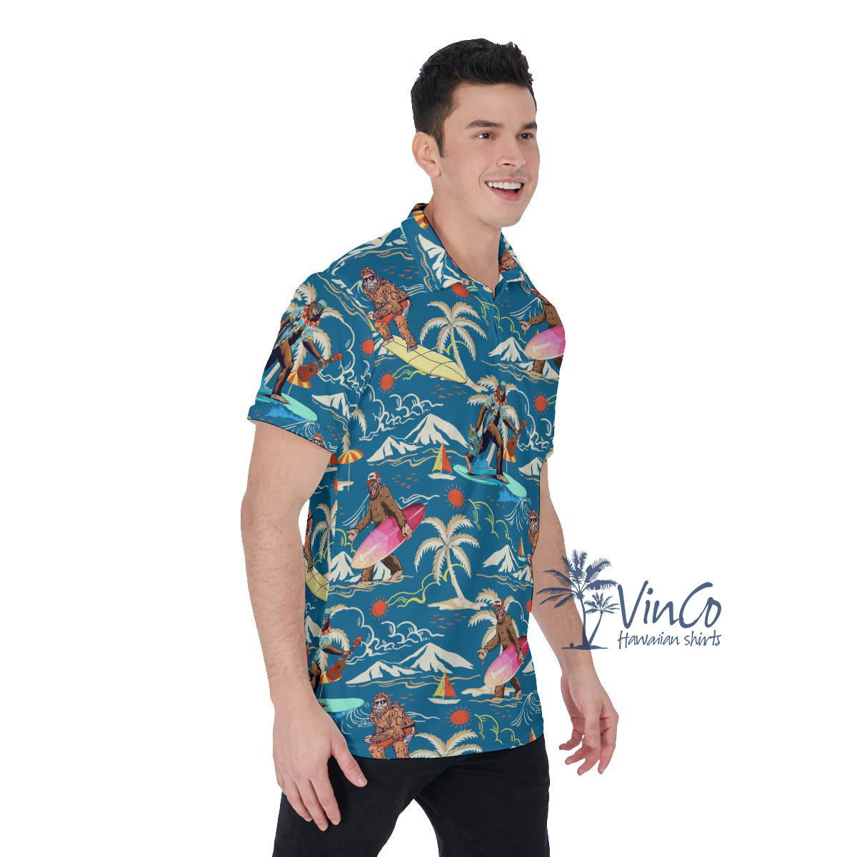 Sasquatch Tropical Hawaiian Polo Shirt For Men