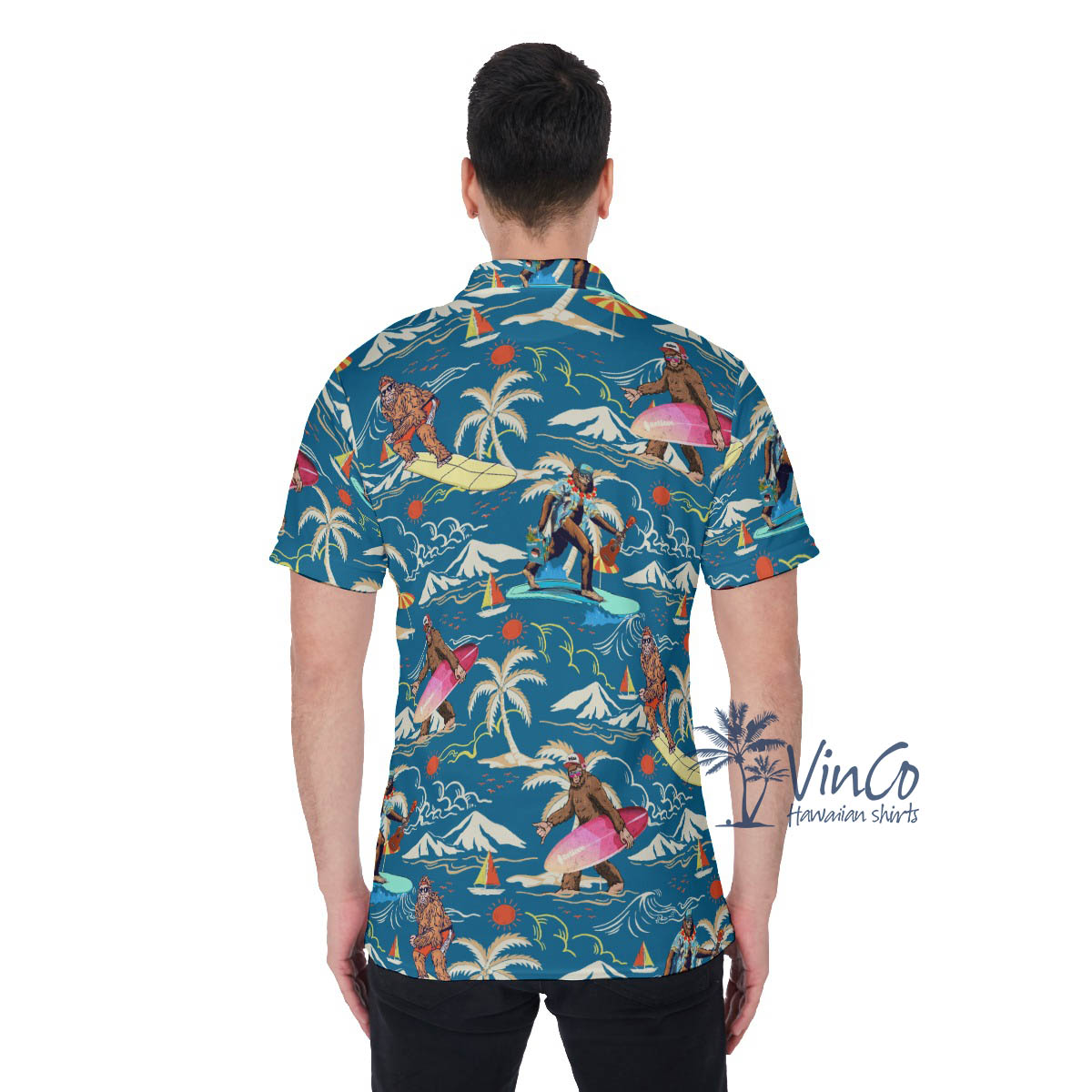 Sasquatch Tropical Hawaiian Polo Shirt For Men