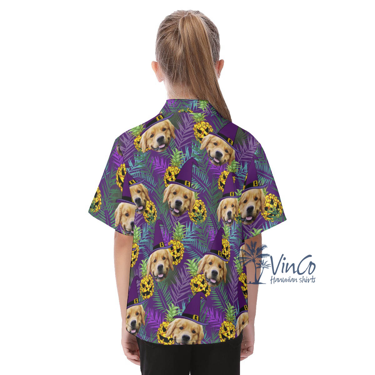 Custom Dog Face Pineapple Hawaiian Shirt For Kids