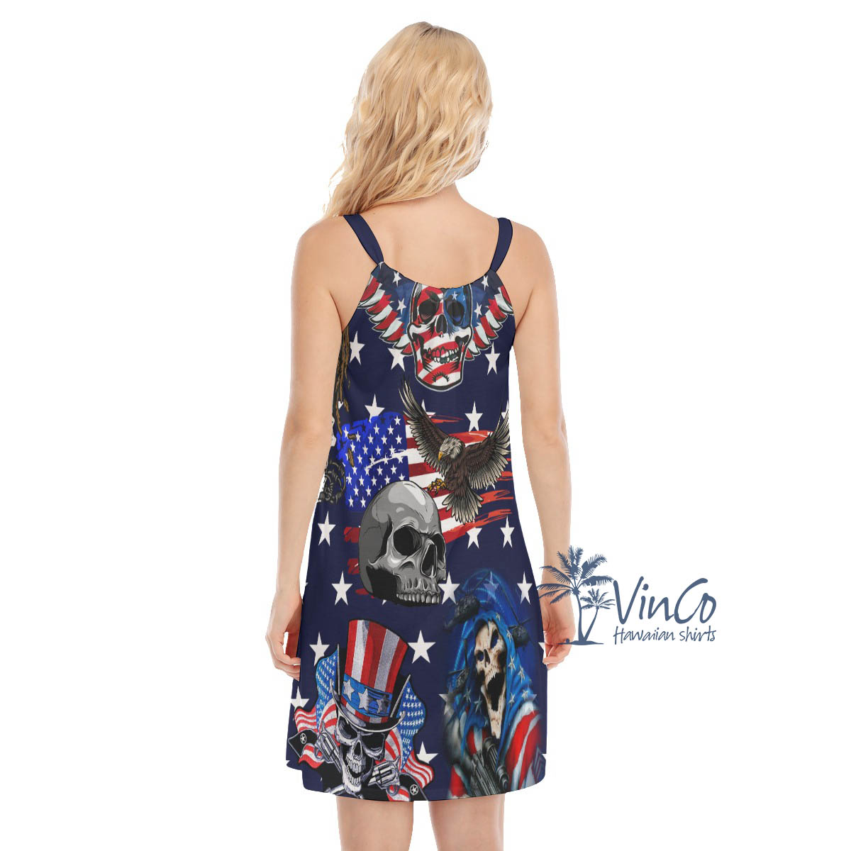 Patriotic Skull American Eagle Hawaiian Dresses For Women