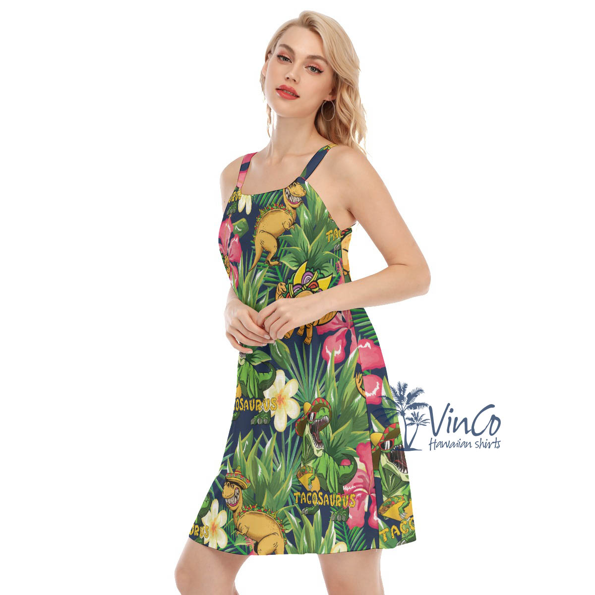 Tropical Dinosaur Taco Summer Hawaiian Dresses