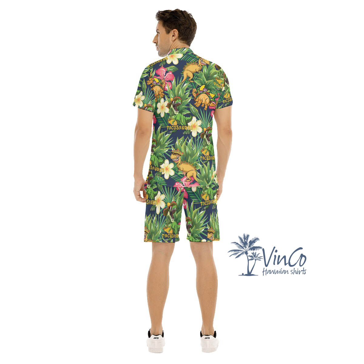Set Tacosaurus Tropical Hawaiian Shirt And Matching Shorts For Men