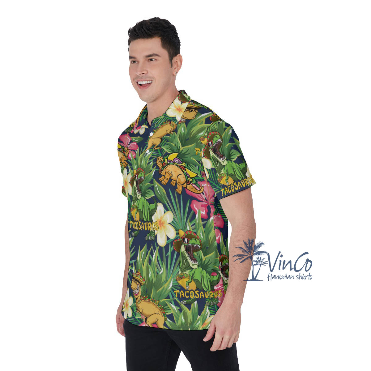 Tropical Tacosaurus Hawaiian Polo Shirt For Men
