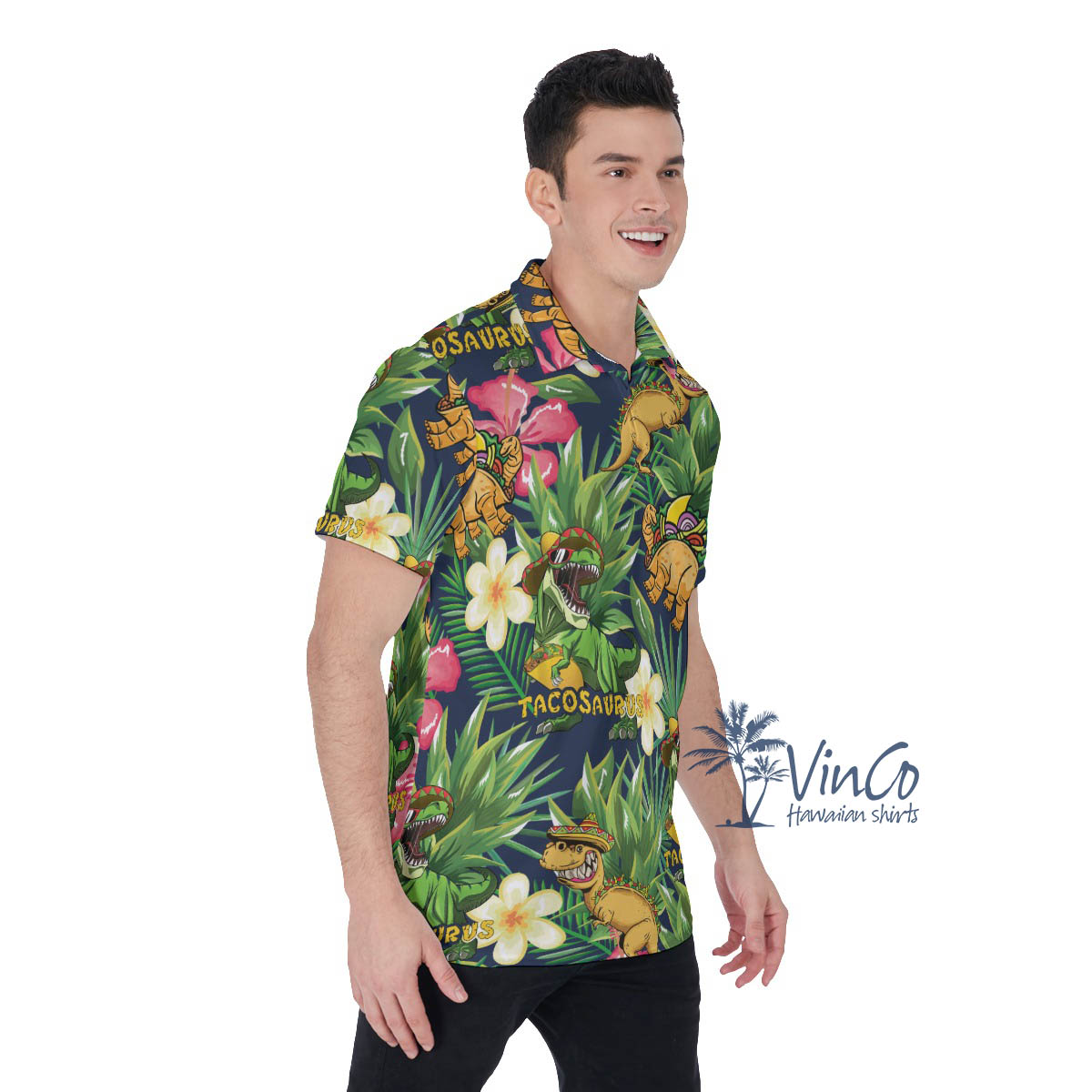 Tropical Tacosaurus Hawaiian Polo Shirt For Men