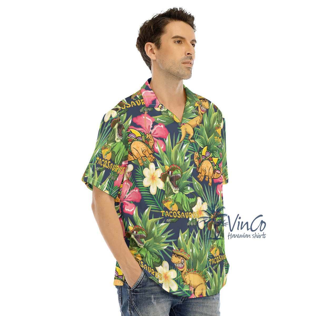 Funny Taco Dinosaur Tropical Hawaiian Shirt