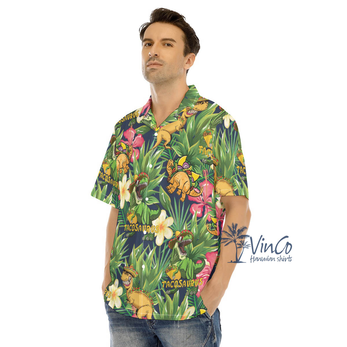 Funny Taco Dinosaur Tropical Hawaiian Shirt