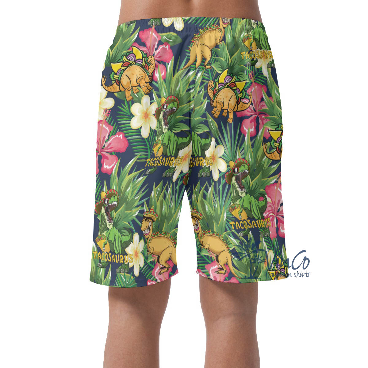 Funny Tacosaurus Tropical Hawaiian Beach Shorts For Men