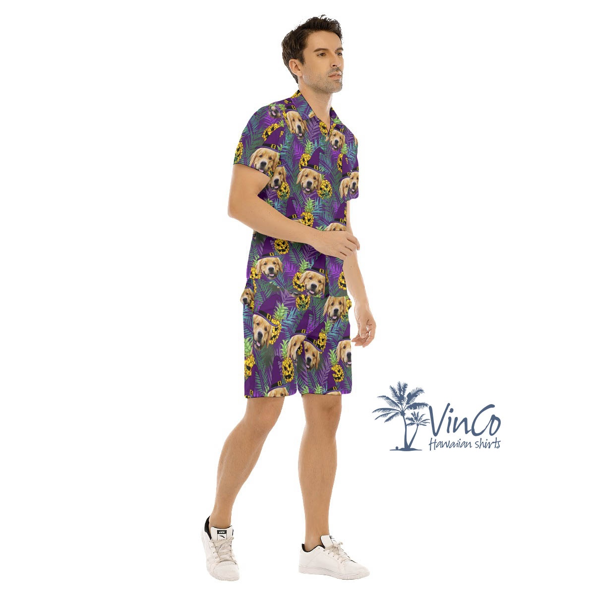 Custom Face Dog Halloween Aloha Shirt Set For Men