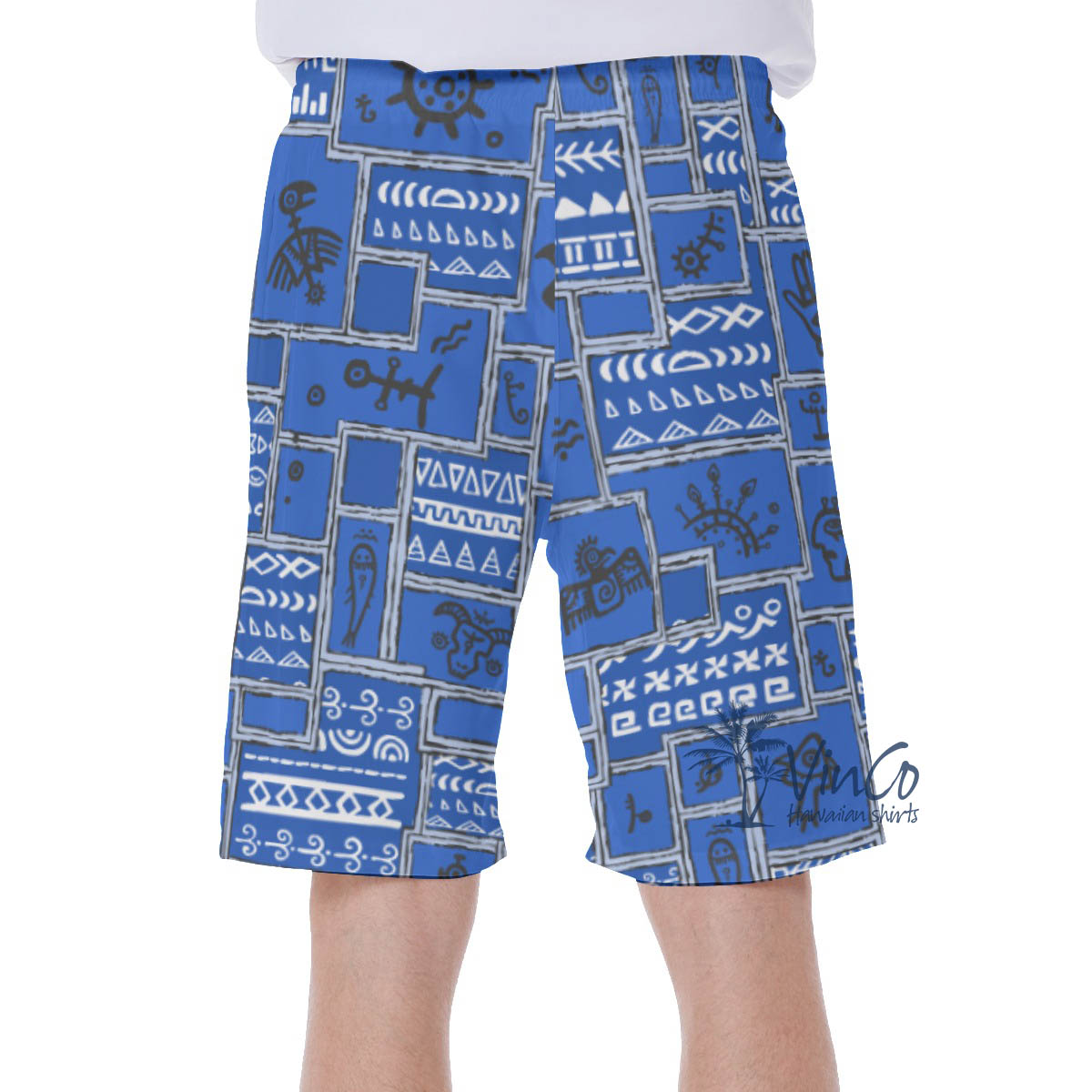 Ethnic Style Vintage Navy Hawaiian Swim Trunks For Men