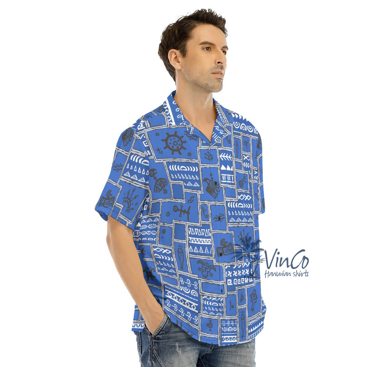 Vintage Navy Ethnic Style Hawaiian Shirt