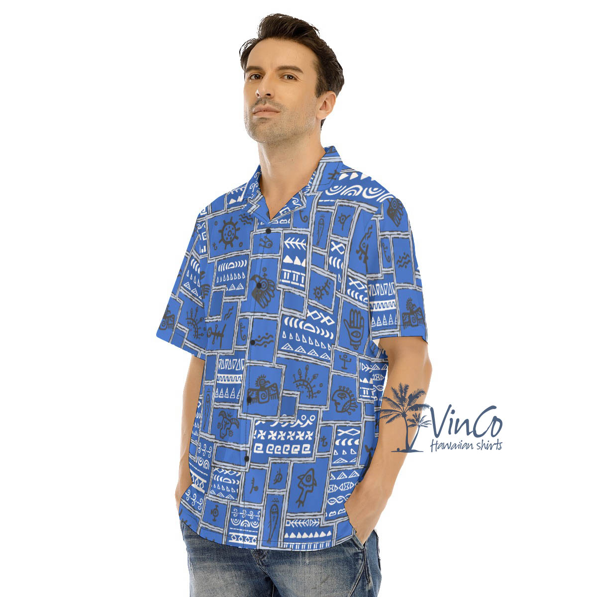 Vintage Navy Ethnic Style Hawaiian Shirt