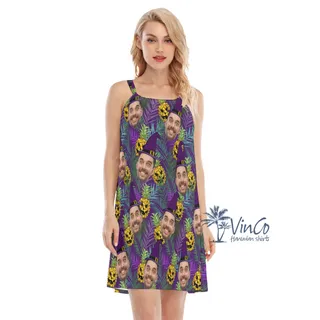 Funny Custom Face Witch Hawaiian Dress For Women
