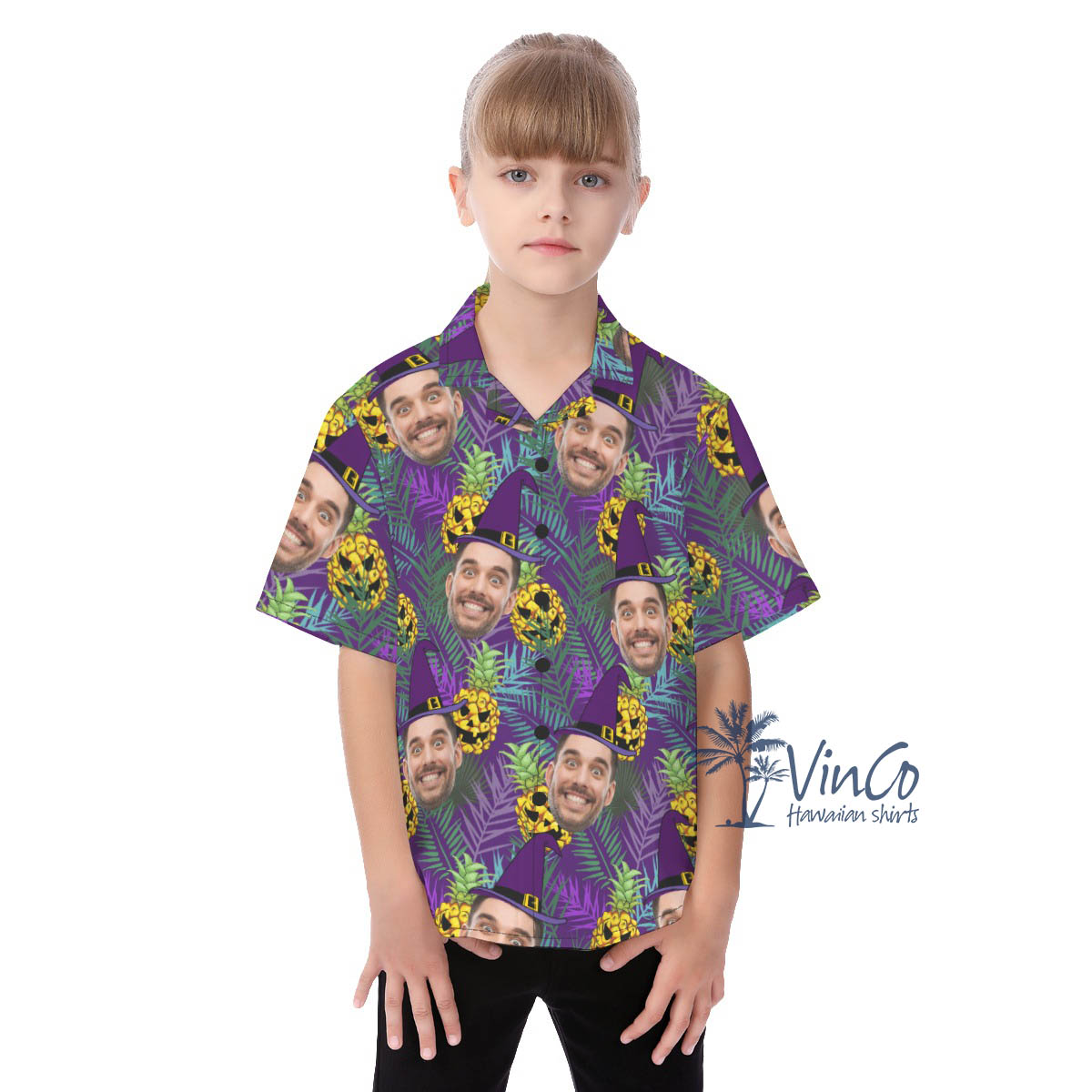 Funny Custom Face Pineapple Halloween Hawaiian Shirt - variant image 1