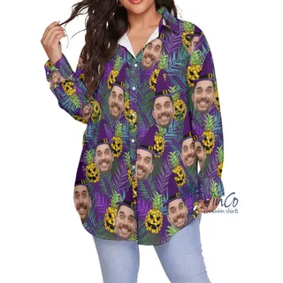 Funny Personalize Face Witch Plus Size Halloween Hawaiian Shirt For Women