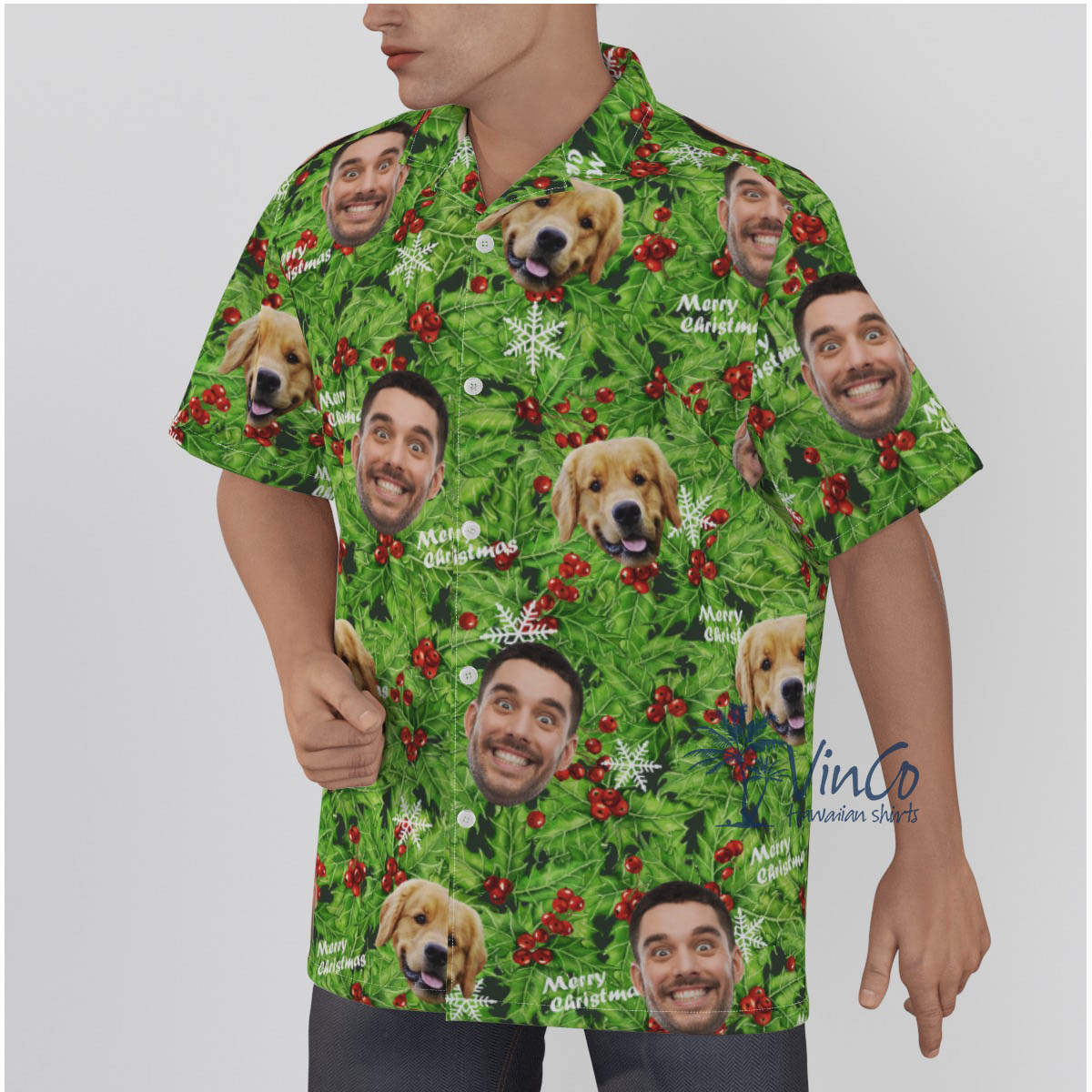 Personalize Multiple Faces Christmas Hawaiian Shirt - variant image 1