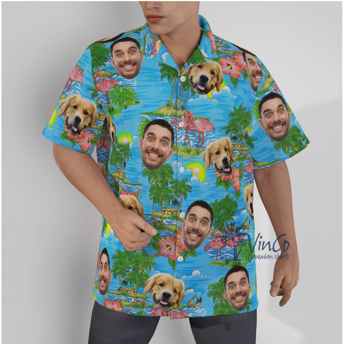 Custom Human Dog Face Aloha Shirt For Summer - variant image 1