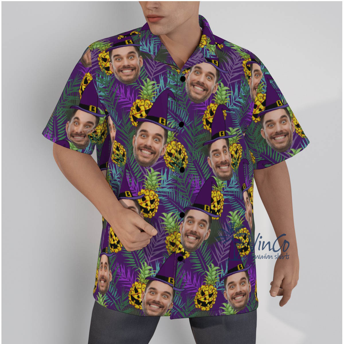 Custom Face Witch Halloween Hawaiian Shirt - variant image 1