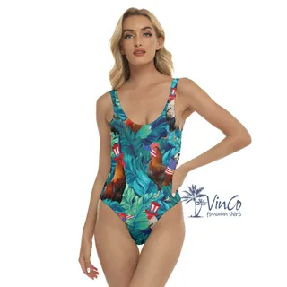 Funny Chicken 4th Of July Hawaiian Swimsuit For Summer