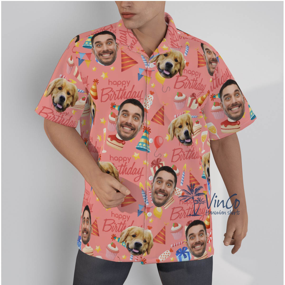 Pink Custom Birthday Hawaiian Shirt With 2 Faces - variant image 1