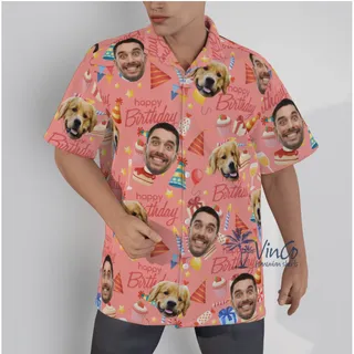 Pink Custom Birthday Hawaiian Shirt With 2 Faces