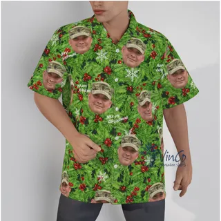 Custom Face Veteran Military Hawaiian Shirt For Men