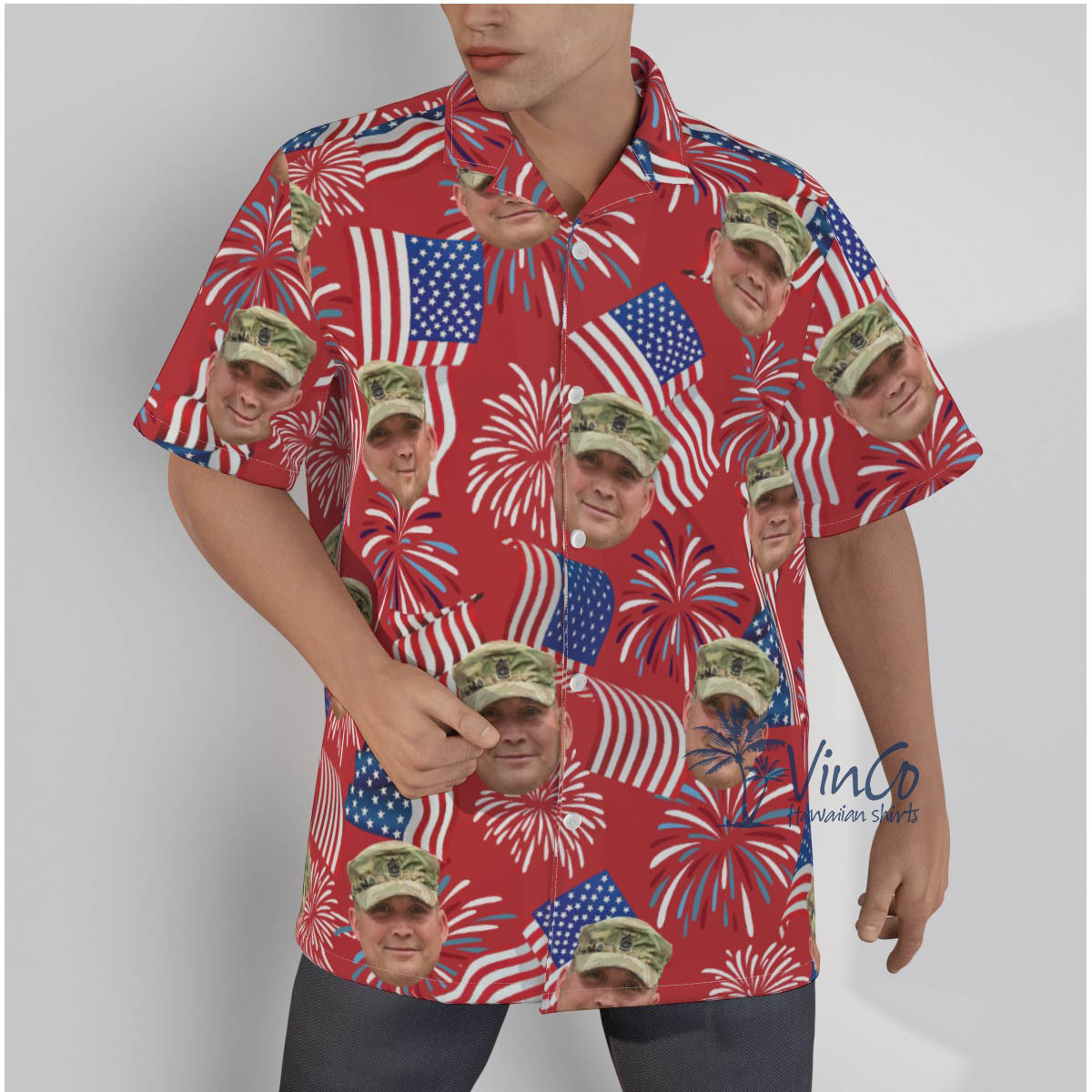 Custom Face Military 4th Of July Independence Day Hawaiian Shirt - variant image 1