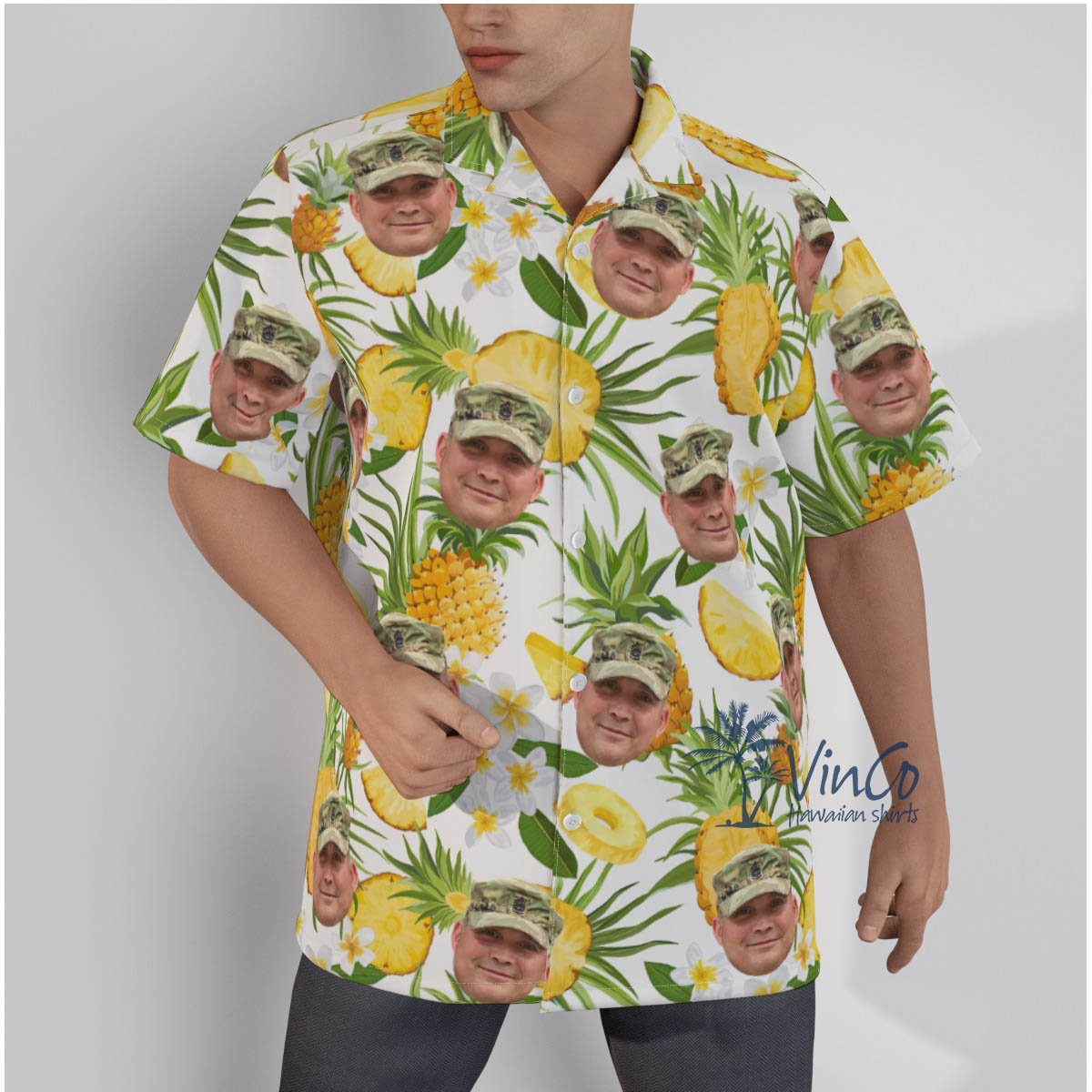 Pineapple Personalize Military Hawaiian Shirt For Men - variant image 1