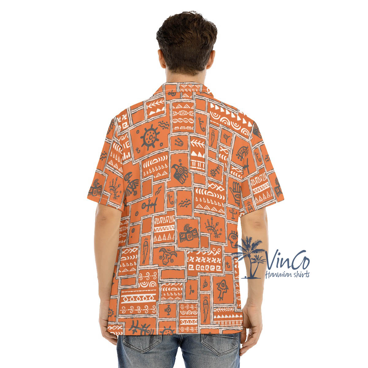 Ethnic Style Vintage Orange Hawaiian Shirt