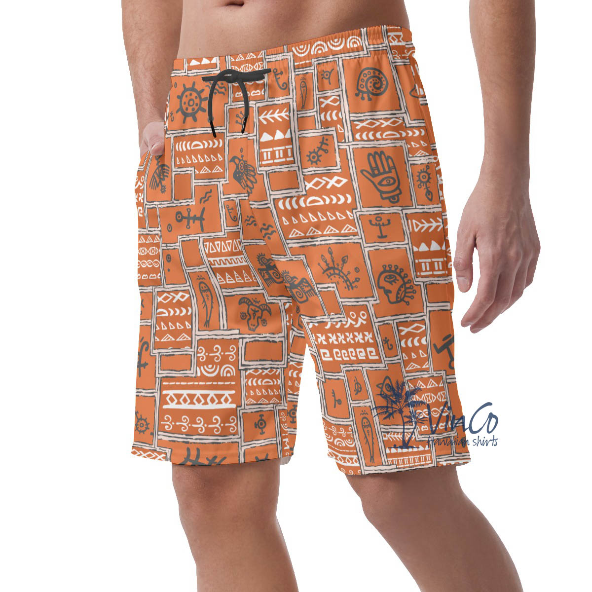 Vintage Hawaiian Beach Shorts With Ethnic Style