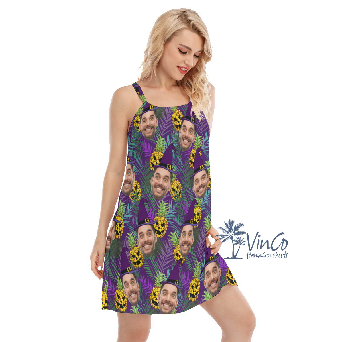 Funny Custom Face Witch Hawaiian Dress For Women