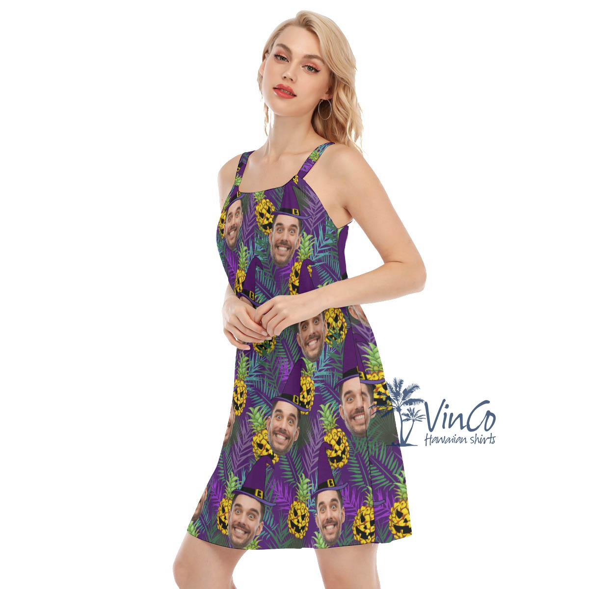 Funny Custom Face Witch Hawaiian Dress For Women