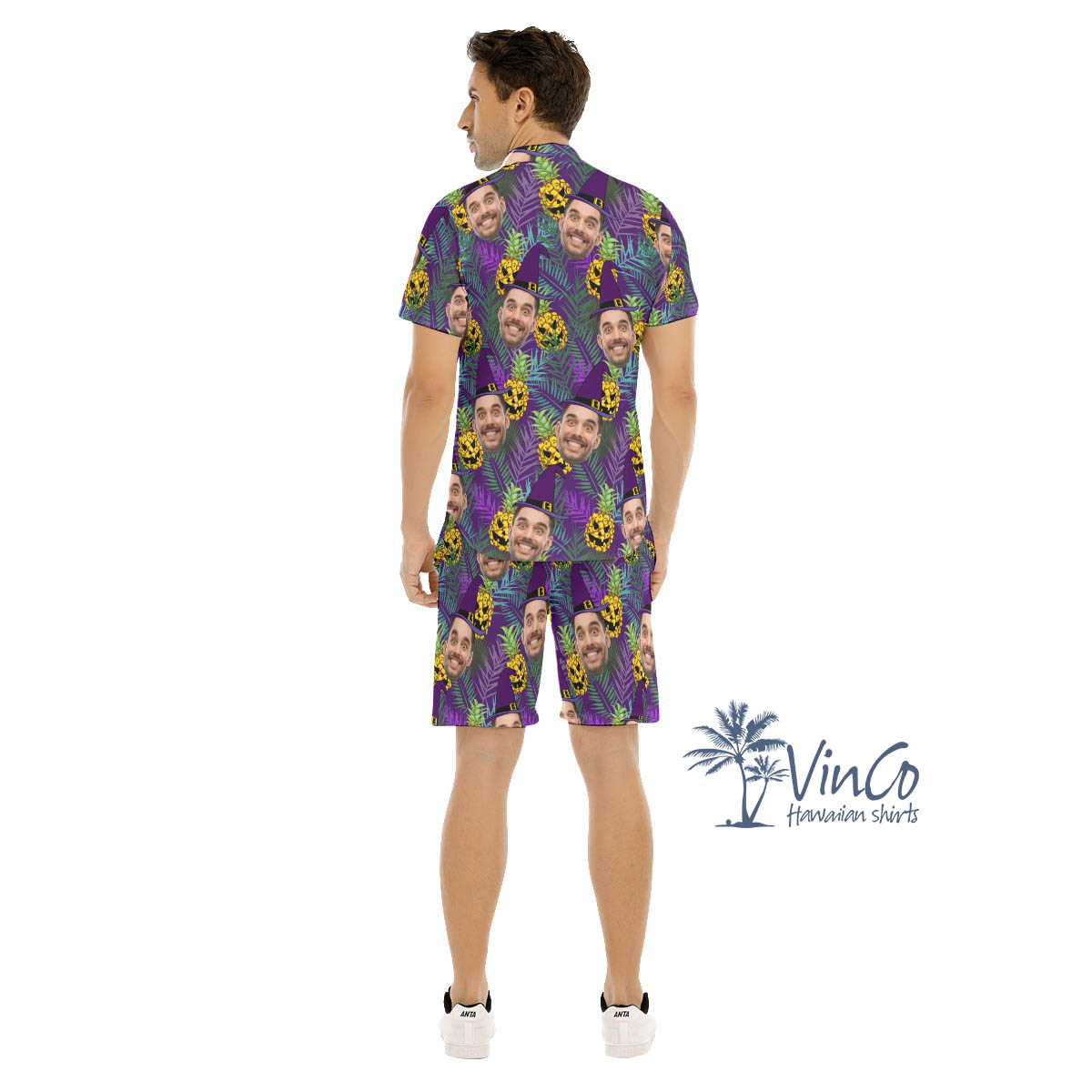Personalize Face Photo Halloween Hawaiian Shirt Set For Men