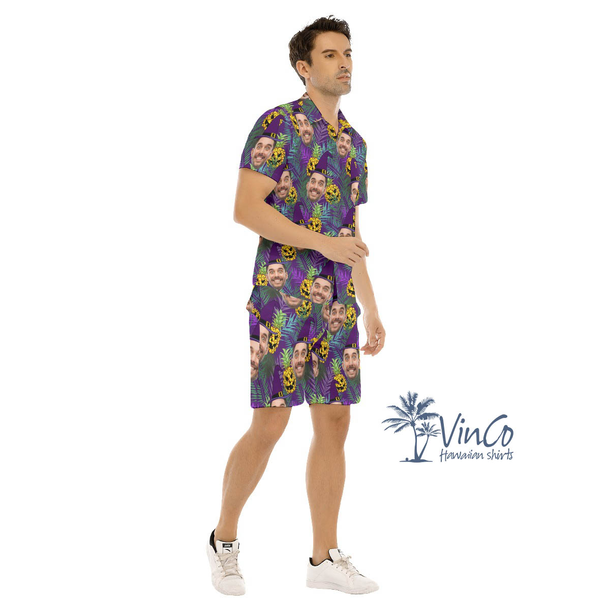 Personalize Face Photo Halloween Hawaiian Shirt Set For Men