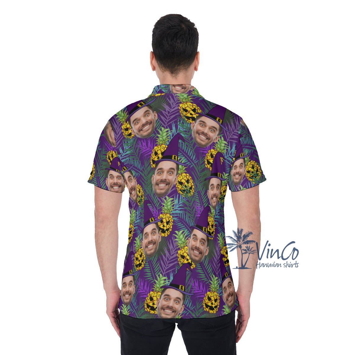 Custom Face Halloween Hawaiian Polo Shirt For Men