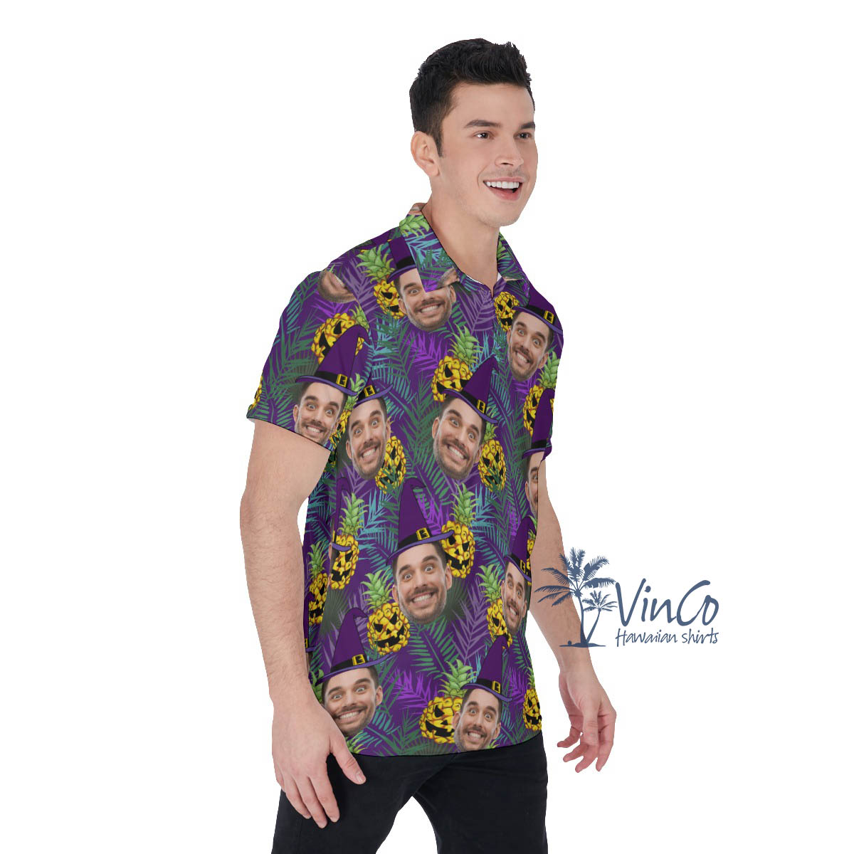 Custom Face Halloween Hawaiian Polo Shirt For Men