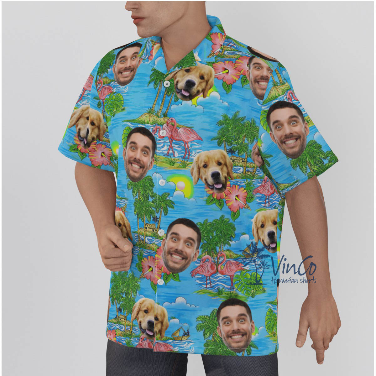 Custom Human Dog Face Aloha Shirt For Summer