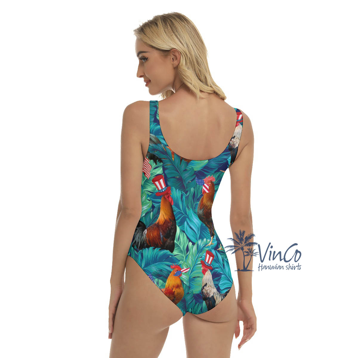 Funny Chicken 4th Of July Hawaiian Swimsuit For Summer