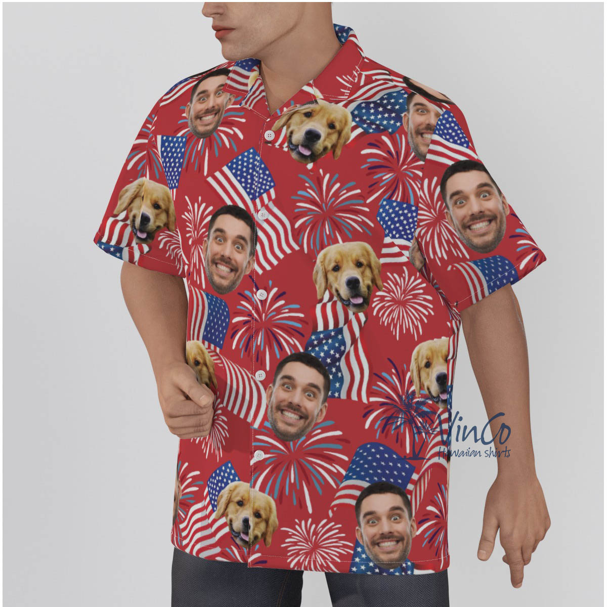 Custom 2 Faces American Flag Hawaiian Shirt For Holiday