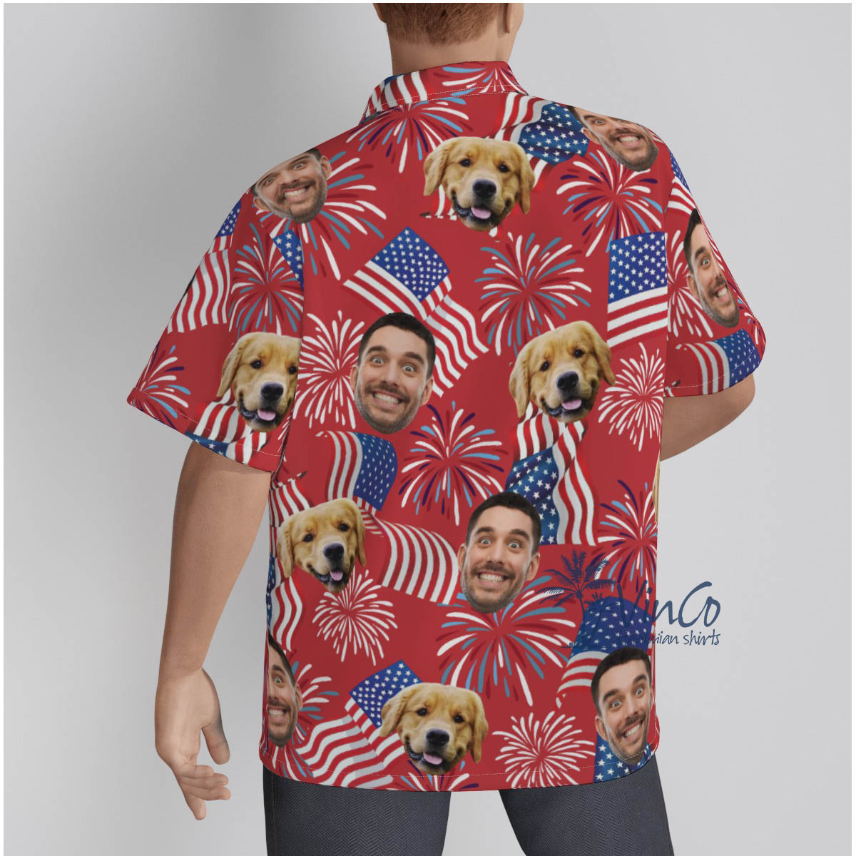 Custom 2 Faces American Flag Hawaiian Shirt For Holiday