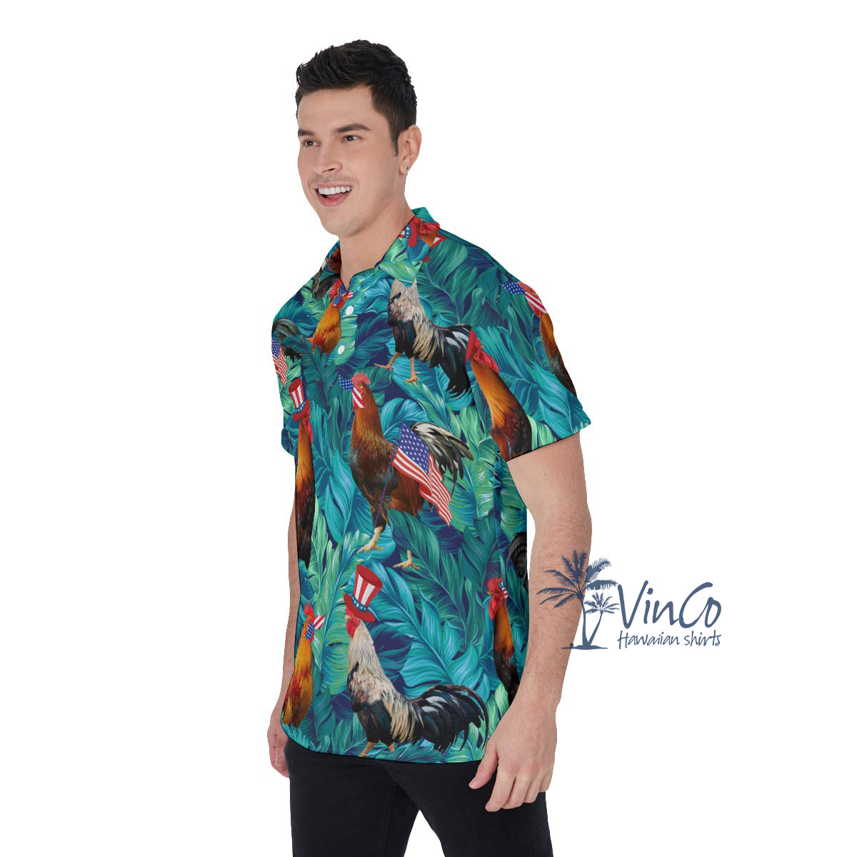 Funny Chicken American Hat Hawaiian Polo Shirt