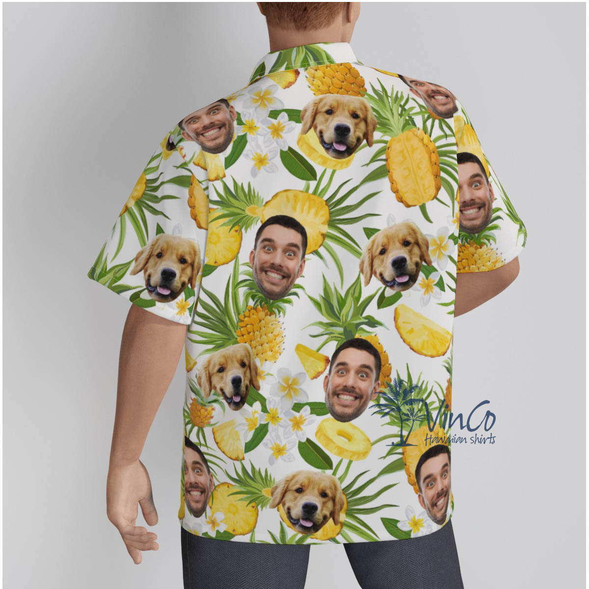 Custom Couple Faces Pineapple Tropical Shirt